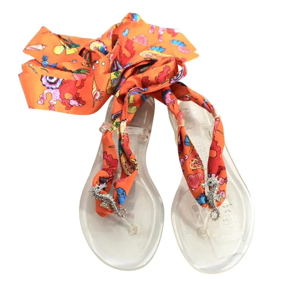 I.N.C. Orange Malana Scarf Flat Sandals Size 6 NWT